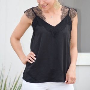 New Black Scallop Lace Blouse